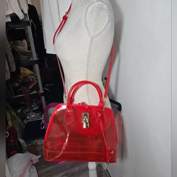 Samantha Thavasa Authentic Red PVC Clear Bag Crossbody/shouldwr Bag - Picture 8 of 16
